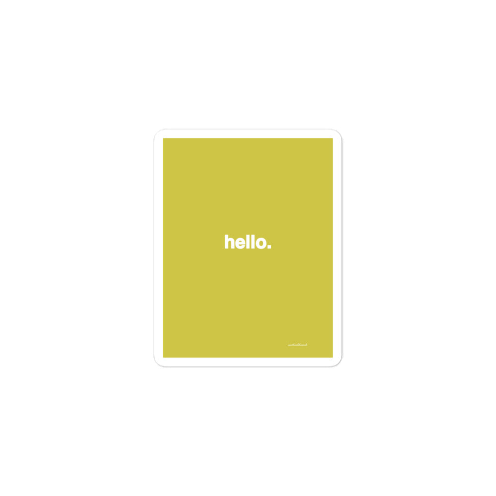 Quote sticker - hello. - mustard lime