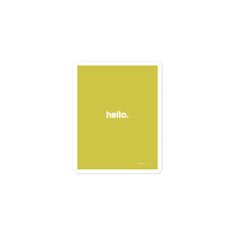 Quote sticker - hello. - mustard lime