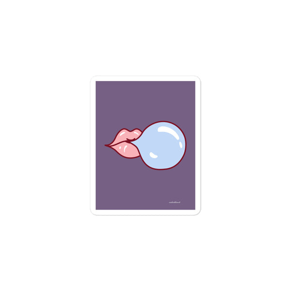 Pic sticker - lips & bubble gum - muted pink-purple